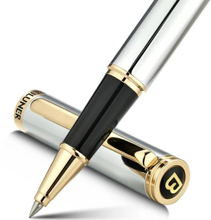 Luxury Rollerball Pen, Stunning Silver Chrome with 24K Gold Finish,Noble and Elegant Designs,Schneider Ink Refill, Best Gift Pen for Men & Women, Professional, Executive Office, Fancy Pens Luxury Rollerball Pen, Stunning Silver Chrome with 24K Gold Finish,Noble and Elegant Designs,Schneider Ink Refill, Best Gift Pen for Men & Women, Professional, Executive Office, Fancy Pens