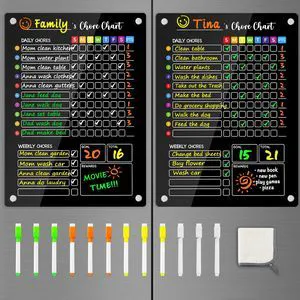Black Acrylic Magnetic Chore Chart for Kids, 12x16 Inch, 2 Pack Large Clear Dry Erase Fridge Reward Board for Multiple Kids and Teens; Embedded Magnets; 12 Wet-Erase Markers and Towel Black Acrylic Magnetic Chore Chart for Kids, 12x16 Inch, 2 Pack Large Clear Dry Erase Fridge Reward Board for Multiple Kids and Teens; Embedded Magnets; 12 Wet-Erase Markers and Towel