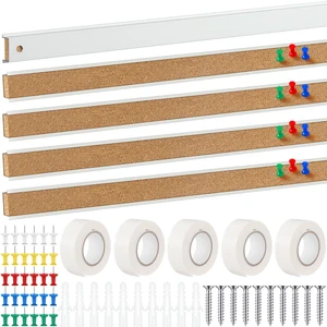 10 Pcs Cork Strips 48"x1" Bulletin Bar Strip, Aluminum Wall Trim Brown Cork Boards with Accessories, Notes Photos Memos Display, for Wall Organization Classroom Office Home 10 Pcs Cork Strips 48"x1" Bulletin Bar Strip, Aluminum Wall Trim Brown Cork Boards with Accessories, Notes Photos Memos Display, for Wall Organization Classroom Office Home