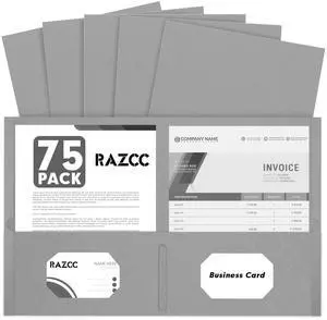 Two Pocket Folders, 75 Pack, Letter Size, Grey Two Pocket Folders, 75 Pack, Letter Size, Grey