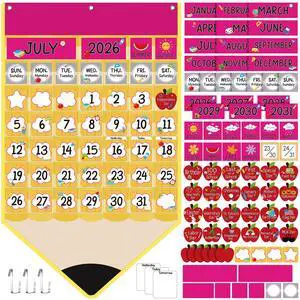 Classroom Calendar Pocket Chart Set Calendar Bulletin Board Set with Pocket Seasons Festival Weather Date Bag Chart for Classroom Decoration Back to School Supplies (Pink,Pencil) Classroom Calendar Pocket Chart Set Calendar Bulletin Board Set with Pocket Seasons Festival Weather Date Bag Chart for Classroom Decoration Back to School Supplies (Pink,Pencil)