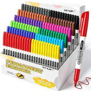 Permanent Markers Bulk, 144 Pack 12 Colors Fine Point, Quick Drying Writing, Marking & Drawing, School, Office, Warehouse, Business, Logistics, Waterproof Ink on Paper Plastic Metal Cardboard Permanent Markers Bulk, 144 Pack 12 Colors Fine Point, Quick Drying Writing, Marking & Drawing, School, Office, Warehouse, Business, Logistics, Waterproof Ink on Paper Plastic Metal Cardboard
