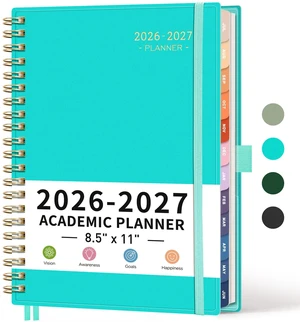 Academic Planner 2026-2027, Weekly and Monthly, A4 (8.5" x 11") July 2026 - June 2027, Calendar, Agenda, 12-Month Tabs, for Student, Teacher, School (Tiffani Blue) Academic Planner 2026-2027, Weekly and Monthly, A4 (8.5" x 11") July 2026 - June 2027, Calendar, Agenda, 12-Month Tabs, for Student, Teacher, School (Tiffani Blue)