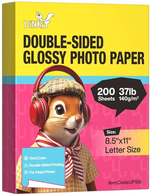 37lb Double-Sided Glossy Inkjet Photo Paper, 8.5x11, 200 Sheets 140gsm, 6.5mil thin paper for brochures, flyers, menus, calendars, chip bags, wrappers, magazine covers, and folded projects 37lb Double-Sided Glossy Inkjet Photo Paper, 8.5x11, 200 Sheets 140gsm, 6.5mil thin paper for brochures, flyers, menus, calendars, chip bags, wrappers, magazine covers, and folded projects