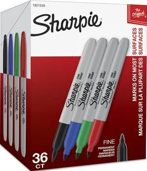 Permanent Markers, Fine Point, Assorted Colors (Black, Red, Blue, Green), 36 Count - Bulk Office Supplies Permanent Markers, Fine Point, Assorted Colors (Black, Red, Blue, Green), 36 Count - Bulk Office Supplies