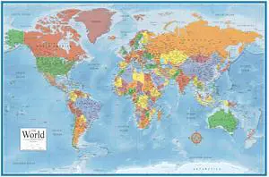World Premier Wall Map Poster Mural 24h x 36w Paper Rolled World Premier Wall Map Poster Mural 24h x 36w Paper Rolled