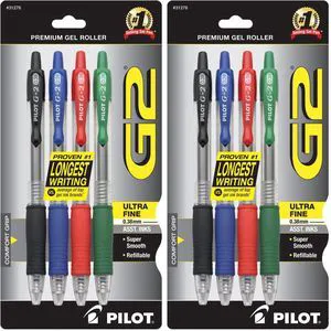 G2 Premium Refillable and Retractable Rolling Ball Gel Pens, Ultra Fine Point, Black/Blue/Red/Green Inks (31276) (Pack of 8) G2 Premium Refillable and Retractable Rolling Ball Gel Pens, Ultra Fine Point, Black/Blue/Red/Green Inks (31276) (Pack of 8)