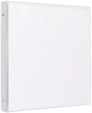 Glitter 3 Ring Binder 1 Inch, Sparkle Binder with 2 Pockets, Fashion Design for School Office Supplies, White Glitter 3 Ring Binder 1 Inch, Sparkle Binder with 2 Pockets, Fashion Design for School Office Supplies, White