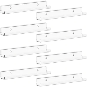 Narrow Acrylic Floating Shelves for Vinyl Record 12", Clear 8 Pack Wall Shelf for Nail Polish, Book, Picture, Makeup, Album Covers Display Organizer for Bedroom, Living Room, Bathroom Decor Narrow Acrylic Floating Shelves for Vinyl Record 12", Clear 8 Pack Wall Shelf for Nail Polish, Book, Picture, Makeup, Album Covers Display Organizer for Bedroom, Living Room, Bathroom Decor