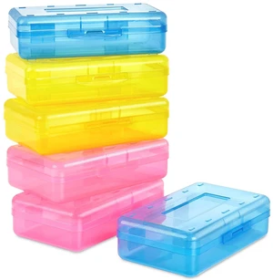 Plastic Pencil Case Box 6 Pack, Colored Large Craft Storage Bulk Plastic Containers with Snap-tight Lids, Hobby Art School Supply Organizer, Marker Bead Pen Bins Organizer,Stackable, Clear Plastic Pencil Case Box 6 Pack, Colored Large Craft Storage Bulk Plastic Containers with Snap-tight Lids, Hobby Art School Supply Organizer, Marker Bead Pen Bins Organizer,Stackable, Clear