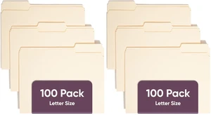 File Folder, 1/3-Cut Tab, Letter Size, Manila, Assorted Positions, 100 Per Box (10330) (Pack of 2) File Folder, 1/3-Cut Tab, Letter Size, Manila, Assorted Positions, 100 Per Box (10330) (Pack of 2)