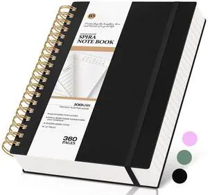 Spiral Notebook Journal College Ruled, 360 Pages Lined Thick Journals for Women Men, B5 Big Notebooks with 100GSM Paper, Spiral Bound Journaling for Writing Work School Black 7.6"×10" Spiral Notebook Journal College Ruled, 360 Pages Lined Thick Journals for Women Men, B5 Big Notebooks with 100GSM Paper, Spiral Bound Journaling for Writing Work School Black 7.6"×10"