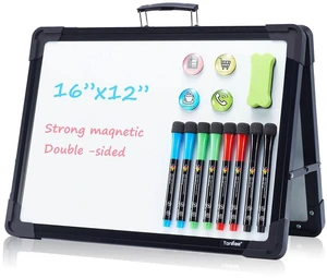 Dry Erase Board, 16x12 Inches Double Sided Magnetic Small Whiteboard Portable, Foldable, With Stand, Magnetic, Desk Top White Board for School Classroom Homeschooling Office Home Teacher Student Dry Erase Board, 16x12 Inches Double Sided Magnetic Small Whiteboard Portable, Foldable, With Stand, Magnetic, Desk Top White Board for School Classroom Homeschooling Office Home Teacher Student