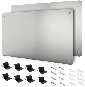 17.7" x 11.8" 2 Pack Stainless Steel Magnetic Board - Magnet Bulletin Board to Display Magnetic Letters Numbers Animal, Poetry, Spice Jars, Notes, Photos, Suitable for Wall, Refrigerator, Cubicle 17.7" x 11.8" 2 Pack Stainless Steel Magnetic Board - Magnet Bulletin Board to Display Magnetic Letters Numbers Animal, Poetry, Spice Jars, Notes, Photos, Suitable for Wall, Refrigerator, Cubicle