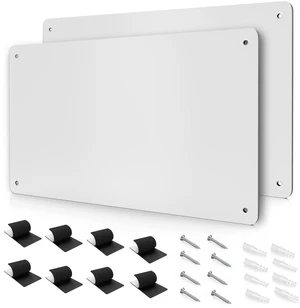 17.7" x 11.8" 2 Pack White Metal Magnetic Board - Magnet Bulletin Board to Display Magnetic Letters Numbers Animal, Poetry, Spice Jars, Notes, Photos, Suitable for Wall, Refrigerator, Cubicle 17.7" x 11.8" 2 Pack White Metal Magnetic Board - Magnet Bulletin Board to Display Magnetic Letters Numbers Animal, Poetry, Spice Jars, Notes, Photos, Suitable for Wall, Refrigerator, Cubicle