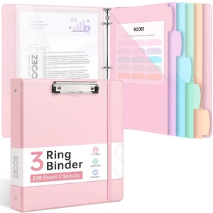 3 Ring Binder Clipboard with Storage & 5-Tab Dividers, 1 Inch Premium Clip Board 11 x 8.5 & Pen Holder, Pocket Dividers, Clear File Folder, Cute Binder Organizer, School Office Supplies 3 Ring Binder Clipboard with Storage & 5-Tab Dividers, 1 Inch Premium Clip Board 11 x 8.5 & Pen Holder, Pocket Dividers, Clear File Folder, Cute Binder Organizer, School Office Supplies