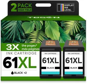 61XL ink 61 Black Replacement for HP 61 Black Ink Cartridge HP61 HP61XL Compatible for HP Envy 5530 4500 4502 5535 Deskjet 2540 2541 3050 3510 1510 OfficeJet 4630 4632 Printer (Black 2-Pack) 61XL ink 61 Black Replacement for HP 61 Black Ink Cartridge HP61 HP61XL Compatible for HP Envy 5530 4500 4502 5535 Deskjet 2540 2541 3050 3510 1510 OfficeJet 4630 4632 Printer (Black 2-Pack)