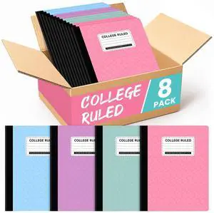College Ruled Composition Notebook 8 Pack School Supplies, 160 Pages 9-3/4" x 7-1/2" Aesthetic Composition Notebooks, 80 Sheets, Pastel Colors, Perfect for School, Office and Note Taking College Ruled Composition Notebook 8 Pack School Supplies, 160 Pages 9-3/4" x 7-1/2" Aesthetic Composition Notebooks, 80 Sheets, Pastel Colors, Perfect for School, Office and Note Taking