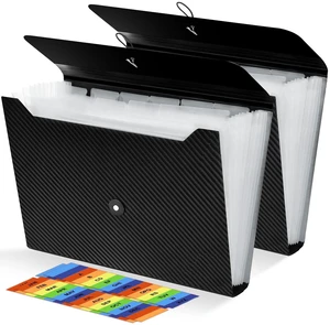 2Pcs Expanding File Folder, 13 Pockets Accordion File Holder Organizer, A4 Letter Size Paper Document Receipt Organizer Accordian Filing Folder for Classroom, Home, Office and Travel 2Pcs Expanding File Folder, 13 Pockets Accordion File Holder Organizer, A4 Letter Size Paper Document Receipt Organizer Accordian Filing Folder for Classroom, Home, Office and Travel