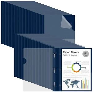 30 Packs Clear Front Report Covers with 3-Prong Fasteners Plastic Project Presentation Folders Resume Document Covers with Navy Blue Back for 8.5x11 Letter Size Paper for School Office Business 30 Packs Clear Front Report Covers with 3-Prong Fasteners Plastic Project Presentation Folders Resume Document Covers with Navy Blue Back for 8.5x11 Letter Size Paper for School Office Business