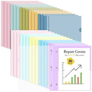 30 Pack Plastic Report Covers with 3-Prong Fasteners for Letter Size Clear Front Presentation Folders, Resume Folders for Interview, 10 Colors Back, Metal 3-Prong Fasteners, 100 Sheet Capacity 30 Pack Plastic Report Covers with 3-Prong Fasteners for Letter Size Clear Front Presentation Folders, Resume Folders for Interview, 10 Colors Back, Metal 3-Prong Fasteners, 100 Sheet Capacity
