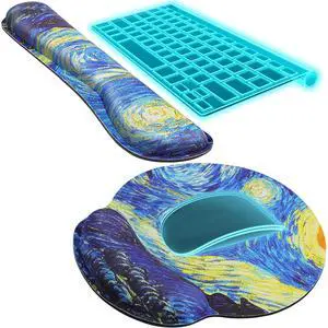 Keyboard Wrist Rest & Mouse Pad with Wrist Rest, Starry Night Memory Foam Wrist Support, Ergonomic Design, Non-Slip Base, Office and Home Use Keyboard Wrist Rest & Mouse Pad with Wrist Rest, Starry Night Memory Foam Wrist Support, Ergonomic Design, Non-Slip Base, Office and Home Use