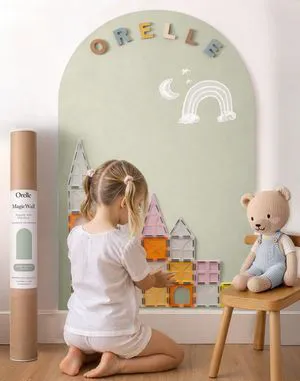 MagicWall | Magnetic Arch Wall Decal Repositionable & Renter-Friendly | Peel & Stick Magnetic Wall Decal Chalkboard for Kids | Playroom Essentials | Large | 24 x 39 | Sage Green MagicWall | Magnetic Arch Wall Decal Repositionable & Renter-Friendly | Peel & Stick Magnetic Wall Decal Chalkboard for Kids | Playroom Essentials | Large | 24 x 39 | Sage Green