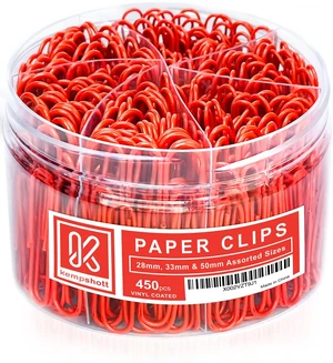 450 Red Color Paper Clips Assorted Sizes Small, Medium and Large Paper Clips for Paperwork Ideal for Home, School and Office Use (Assorted, Red) 450 Red Color Paper Clips Assorted Sizes Small, Medium and Large Paper Clips for Paperwork Ideal for Home, School and Office Use (Assorted, Red)