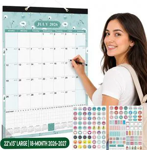 Large Wall Calendar 2026-2027, 18 Months, Jul 2026-Dec 2027, 15x22, Floral Habit Tracker, Wall or Desk Use, Bonus Planning StickersSpacious Writing Blocks, Julian Dates & Full-Year Reference Large Wall Calendar 2026-2027, 18 Months, Jul 2026-Dec 2027, 15x22, Floral Habit Tracker, Wall or Desk Use, Bonus Planning StickersSpacious Writing Blocks, Julian Dates & Full-Year Reference