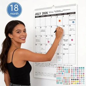 Large Wall Calendar 2026-2027 18-Month, Jul 2026-Dec 2027, 15x22in Extra Large Hanging Calendar Spacious Lined Blocks, 120 GSM Thick Paper, Twin-Wire Binding, Bonus Planner Stickers Large Wall Calendar 2026-2027 18-Month, Jul 2026-Dec 2027, 15x22in Extra Large Hanging Calendar Spacious Lined Blocks, 120 GSM Thick Paper, Twin-Wire Binding, Bonus Planner Stickers