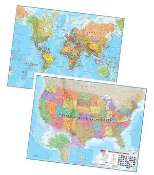 Laminated World Map & US Map Poster Pack - 17 x 22 in - of the World - & United States - Detailed Cartography Laminated World Map & US Map Poster Pack - 17 x 22 in - of the World - & United States - Detailed Cartography