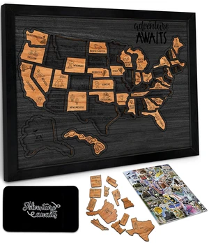 USA Landmarks Travel Map, 13x11, Wooden USA Map Puzzle, Perfect for Couples and Families Gift USA Landmarks Travel Map, 13x11, Wooden USA Map Puzzle, Perfect for Couples and Families Gift