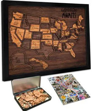 USA Landmarks Travel Map, 13x11, Wooden USA Map Puzzle, Perfect For Couples and Families Gift 0746270566692 USA Landmarks Travel Map, 13x11, Wooden USA Map Puzzle, Perfect For Couples and Families Gift 0746270566692
