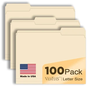 Manilla Folders 8.5 x 11 File Folders Letter Size Manila Folder with 1/3 Cut Tab 100 Pack Paper Folders for Office, School, Home, Business Filing Supplies Made in USA Manilla Folders 8.5 x 11 File Folders Letter Size Manila Folder with 1/3 Cut Tab 100 Pack Paper Folders for Office, School, Home, Business Filing Supplies Made in USA