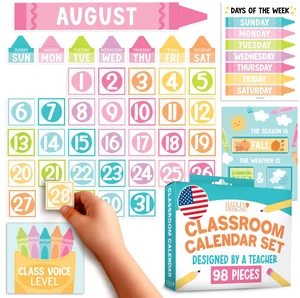 Classroom Calendar Set -School Calendar Bulletin Board Decor Kids Class Calendar for Pastel Classroom Decor, Kindergarten Preschool Teacher Must Haves, Homeschool & Daycare Essentials Classroom Calendar Set -School Calendar Bulletin Board Decor Kids Class Calendar for Pastel Classroom Decor, Kindergarten Preschool Teacher Must Haves, Homeschool & Daycare Essentials