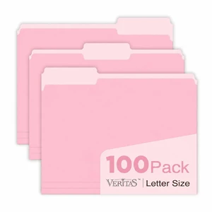 Pink File Folders 100 Pack, Letter Size 8.5 x 11, Colored File Folders with 1/3-Cut Tabs, Everyday Filing Folders for Office, School, Home & Business Supplies Pink File Folders 100 Pack, Letter Size 8.5 x 11, Colored File Folders with 1/3-Cut Tabs, Everyday Filing Folders for Office, School, Home & Business Supplies
