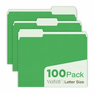 Green File Folders 100 Pack, Letter Size 8.5 x 11, 1/3-Cut Tab Colored File Folders, Durable Everyday Folders for Office, School, Home & Business Filing Supplies Green File Folders 100 Pack, Letter Size 8.5 x 11, 1/3-Cut Tab Colored File Folders, Durable Everyday Folders for Office, School, Home & Business Filing Supplies