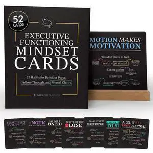 Executive Functioning Mindset Cards 52 Daily Habit Cards for Focus, Organization & Follow Through for Kids, Teens & Adults Includes Wooden Display Stand Gift for Teachers & Parents Executive Functioning Mindset Cards 52 Daily Habit Cards for Focus, Organization & Follow Through for Kids, Teens & Adults Includes Wooden Display Stand Gift for Teachers & Parents