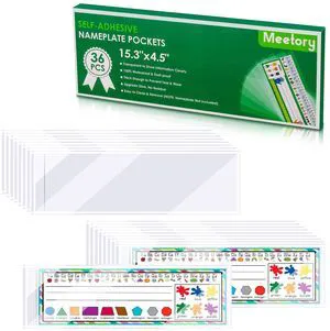 36 PCS Upgraded Nameplate Pocket, 15.3'' x 4.5'' Self Adhesive Desk Nameplates Name Tag Pocket,No Residue Clear Plastic View Name Tag Sleeves for Classroom Desk, Office Supplies (15.3 x 4.5'') 36 PCS Upgraded Nameplate Pocket, 15.3'' x 4.5'' Self Adhesive Desk Nameplates Name Tag Pocket,No Residue Clear Plastic View Name Tag Sleeves for Classroom Desk, Office Supplies (15.3 x 4.5'')