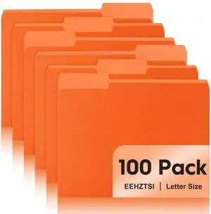 100-Pack Color File Folders, 1/3 Cut Tab, Letter Size Manilla Folder for School/Office/Classroom, Orange 100-Pack Color File Folders, 1/3 Cut Tab, Letter Size Manilla Folder for School/Office/Classroom, Orange