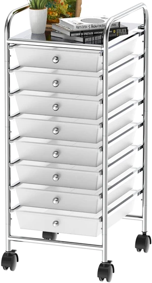 8 Drawers Rolling Utility Cart Art Craft Storage, Chrome 1-Column, 30.25" Height, Lockable Wheels, for School, Office, Art Craft, and Paper Storage 8 Drawers Rolling Utility Cart Art Craft Storage, Chrome 1-Column, 30.25" Height, Lockable Wheels, for School, Office, Art Craft, and Paper Storage