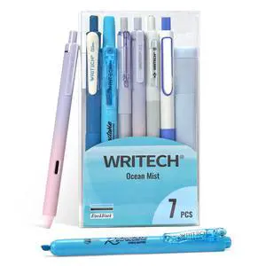 Gel Pens Journaling Highlighters: 0.5 & 0.7mm Blue Journal Set 7ct Black & Multicolor Pen Highlighter No Bleed Smooth Writing for Drawing Journaling Teachers Nurses Office Gift Gel Pens Journaling Highlighters: 0.5 & 0.7mm Blue Journal Set 7ct Black & Multicolor Pen Highlighter No Bleed Smooth Writing for Drawing Journaling Teachers Nurses Office Gift