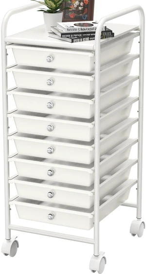 8 Drawers Rolling Utility Cart Art Craft Storage, White 1-Column, 30.25" Height, Lockable Wheels, for School, Office, Art Craft, and Paper Storage 8 Drawers Rolling Utility Cart Art Craft Storage, White 1-Column, 30.25" Height, Lockable Wheels, for School, Office, Art Craft, and Paper Storage