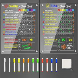 Acrylic Magnetic Chore Chart for Kids, Large 12x16 Inch, 2 Pack Clear Dry Erase Fridge Chore and Reward Board for Multiple Kids and Teens; Embedded Magnets; 12 Wet-Erase Markers and Towel Acrylic Magnetic Chore Chart for Kids, Large 12x16 Inch, 2 Pack Clear Dry Erase Fridge Chore and Reward Board for Multiple Kids and Teens; Embedded Magnets; 12 Wet-Erase Markers and Towel