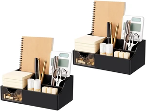 Acrylic Desk Organizer with Drawer, Pen & Pencil Holder, Multifunctional Desktop Caddy for Office Supply and Organization (Black, 2 Pack) Acrylic Desk Organizer with Drawer, Pen & Pencil Holder, Multifunctional Desktop Caddy for Office Supply and Organization (Black, 2 Pack)