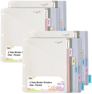 6-Tab Dividers for 3 Ring Binder, 24 Counts Binder Dividers Index with One Pocket, Letter Size 8.5 x 11'', Morandi Colors (4) 6-Tab Dividers for 3 Ring Binder, 24 Counts Binder Dividers Index with One Pocket, Letter Size 8.5 x 11'', Morandi Colors (4)