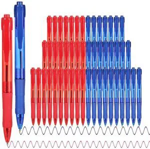 Pens Bulk, 50 Pack No Bleed Blue & Red Ink Click Pens with Soft Grip, Wholesale Retractable Ballpoint Pens for Office School, Medium Point Smooth 1.0MM Pens Bulk, 50 Pack No Bleed Blue & Red Ink Click Pens with Soft Grip, Wholesale Retractable Ballpoint Pens for Office School, Medium Point Smooth 1.0MM