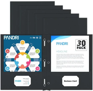 30 Pack Two Pocket Paper Folders with Prongs, Letter Size (Black) 3 Prong Folders with Pockets, Paper, 3 Hole Punched, For School, Office, Home, Business 30 Pack Two Pocket Paper Folders with Prongs, Letter Size (Black) 3 Prong Folders with Pockets, Paper, 3 Hole Punched, For School, Office, Home, Business