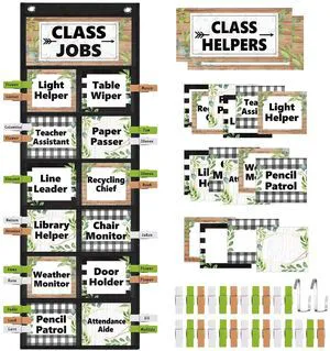 Plant Class Jobs Pocket Chart Class Helpers Pocket Chart Greenery Classroom Jobs Cards with Clips and Hooks Teacher's Helper Bulletin Board Set, for Back to School Classroom Teacher Supplies Plant Class Jobs Pocket Chart Class Helpers Pocket Chart Greenery Classroom Jobs Cards with Clips and Hooks Teacher's Helper Bulletin Board Set, for Back to School Classroom Teacher Supplies