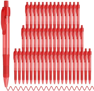 Pens Bulk, 50 Pack No Bleed Red Ink Click Pens with Soft Grip, Wholesale Retractable Ballpoint Pens for Office School, Medium Point Smooth 1.0MM Pens Bulk, 50 Pack No Bleed Red Ink Click Pens with Soft Grip, Wholesale Retractable Ballpoint Pens for Office School, Medium Point Smooth 1.0MM